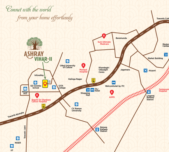 Location Map of Ashray Vihar Phase 2 Madanpur Bhubaneswar