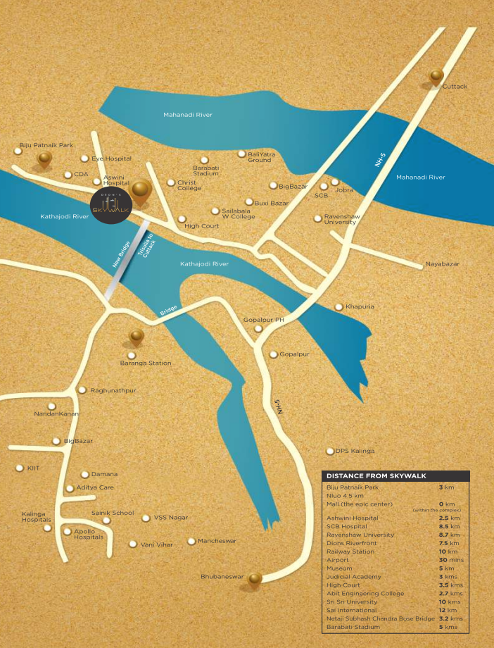 Dions Sky Walk Cuttack Location Map